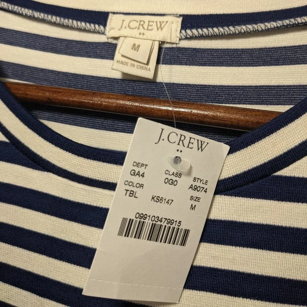 New J Crew A9074 Striped Ponte T-Shirt Dress 3/4 Sleeve M - Picture 3 of 6